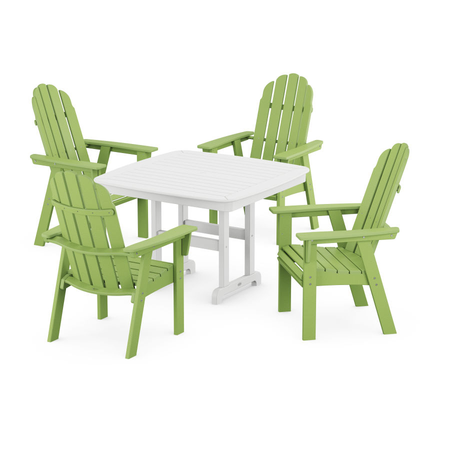 POLYWOOD Vineyard Adirondack 5-Piece Dining Set with Trestle Legs in Lime / White