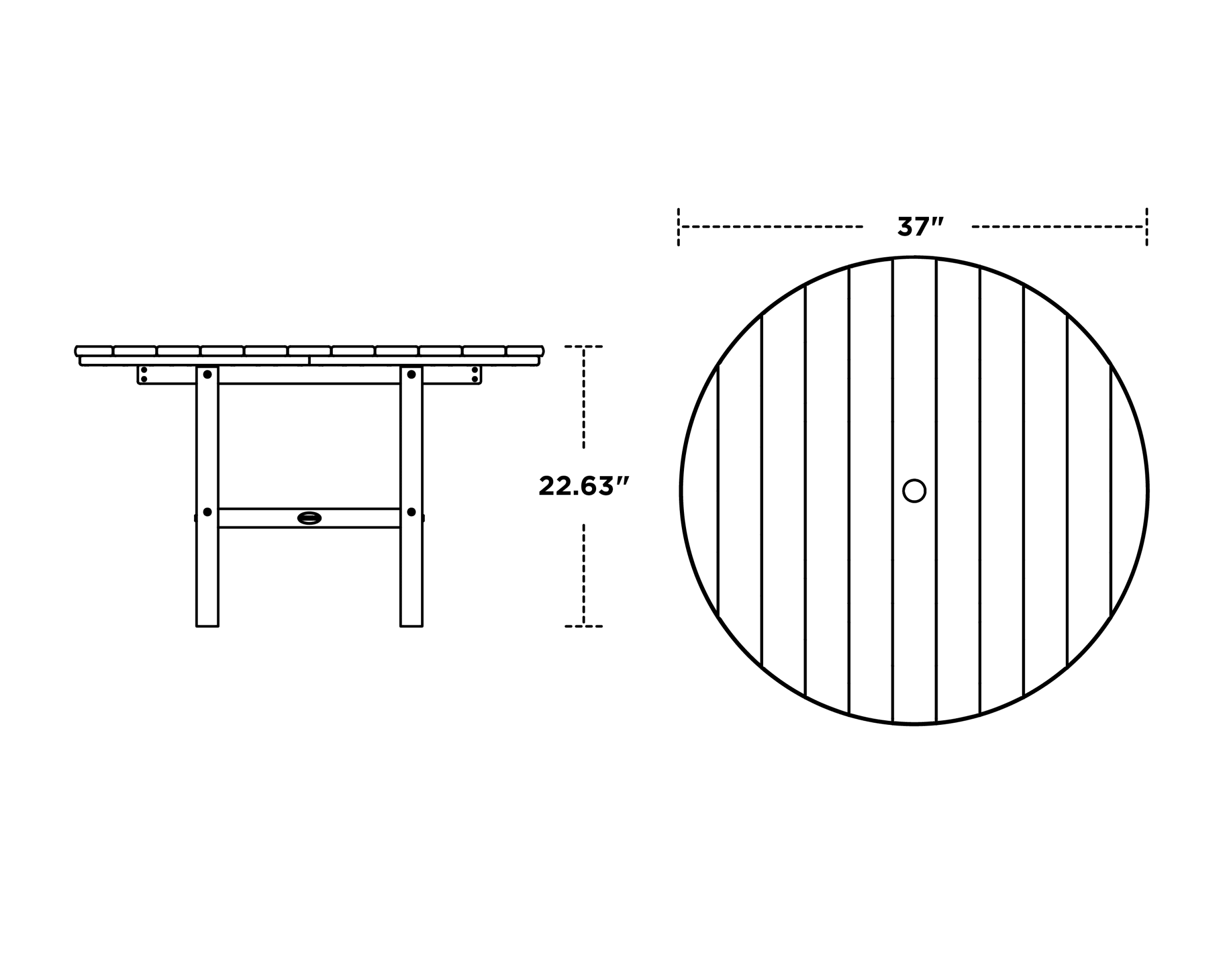 Dimensions for Kids 37" Dining Table