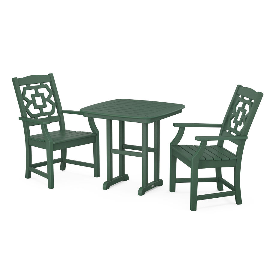 POLYWOOD Chinoiserie 3-Piece Dining Set in Green