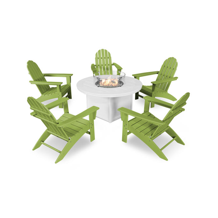 POLYWOOD Vineyard Adirondack 6-Piece Chat Set with Fire Pit Table