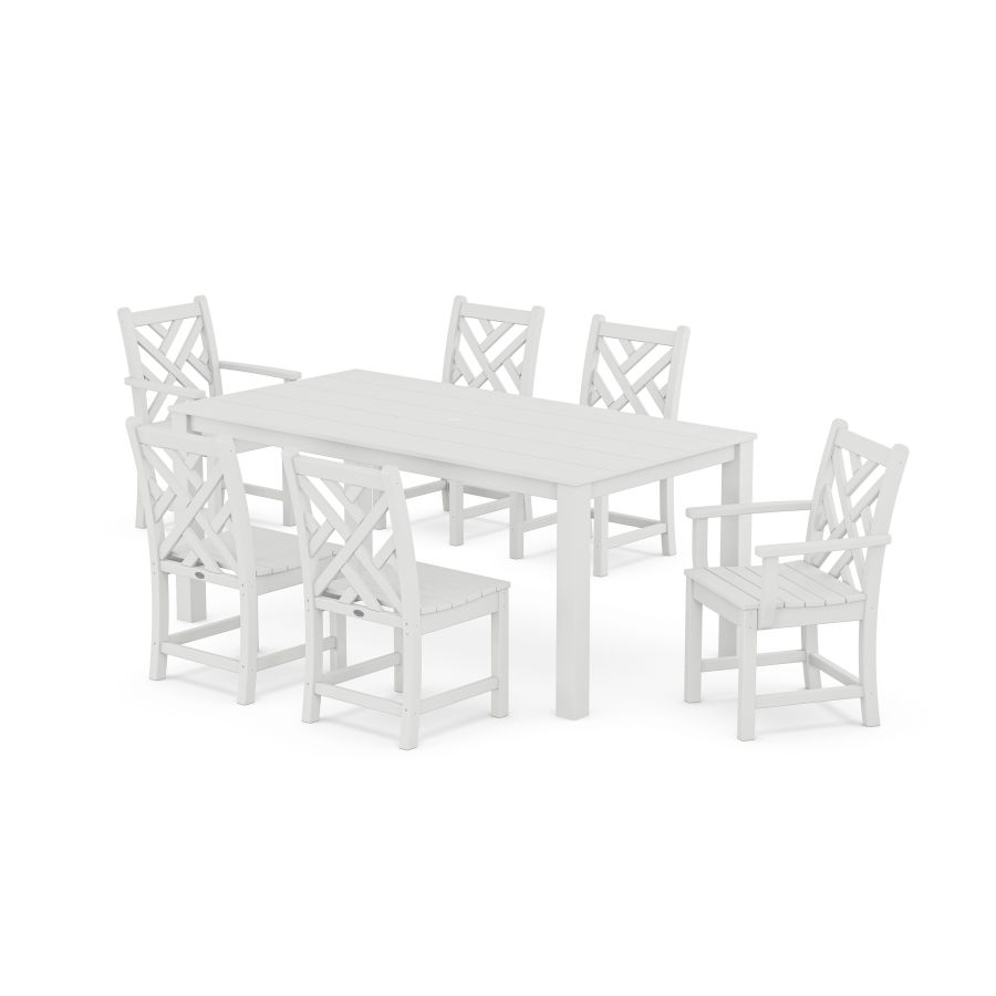POLYWOOD Chippendale 7-Piece Parsons Dining Set in White