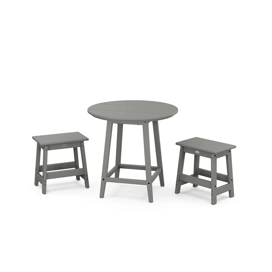 POLYWOOD Modern Studio Stool 3-Piece Round Bistro Set