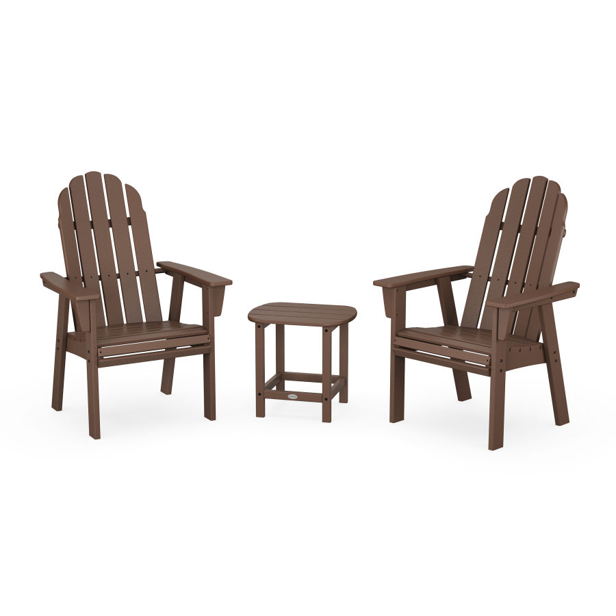 POLYWOOD Vineyard 3-Piece Curveback Upright Adirondack Chair Set in Mahogany
