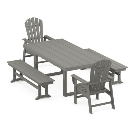 South Beach 5-Piece Dining Set with Benches