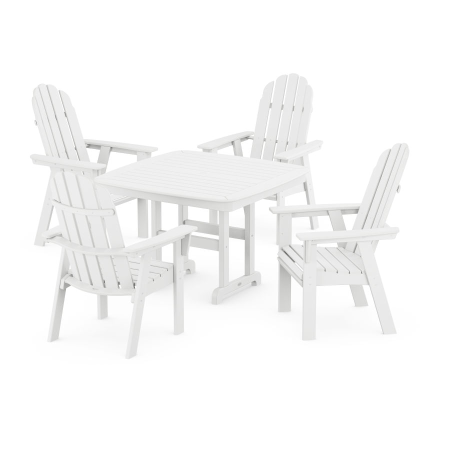 POLYWOOD Vineyard Adirondack 5-Piece Dining Set with Trestle Legs in White