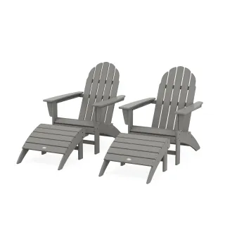 POLYWOOD Vineyard Adirondack Chair 4-Piece Set with Ottomans