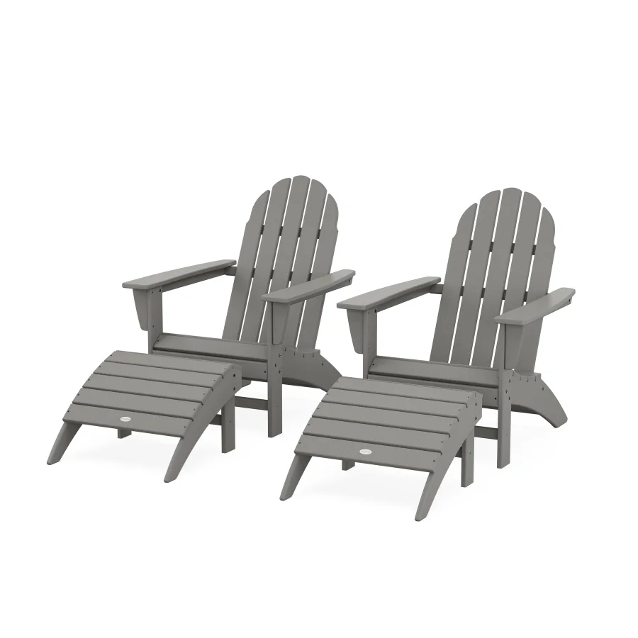 POLYWOOD Vineyard Adirondack Chair 4-Piece Set with Ottomans in Slate Grey