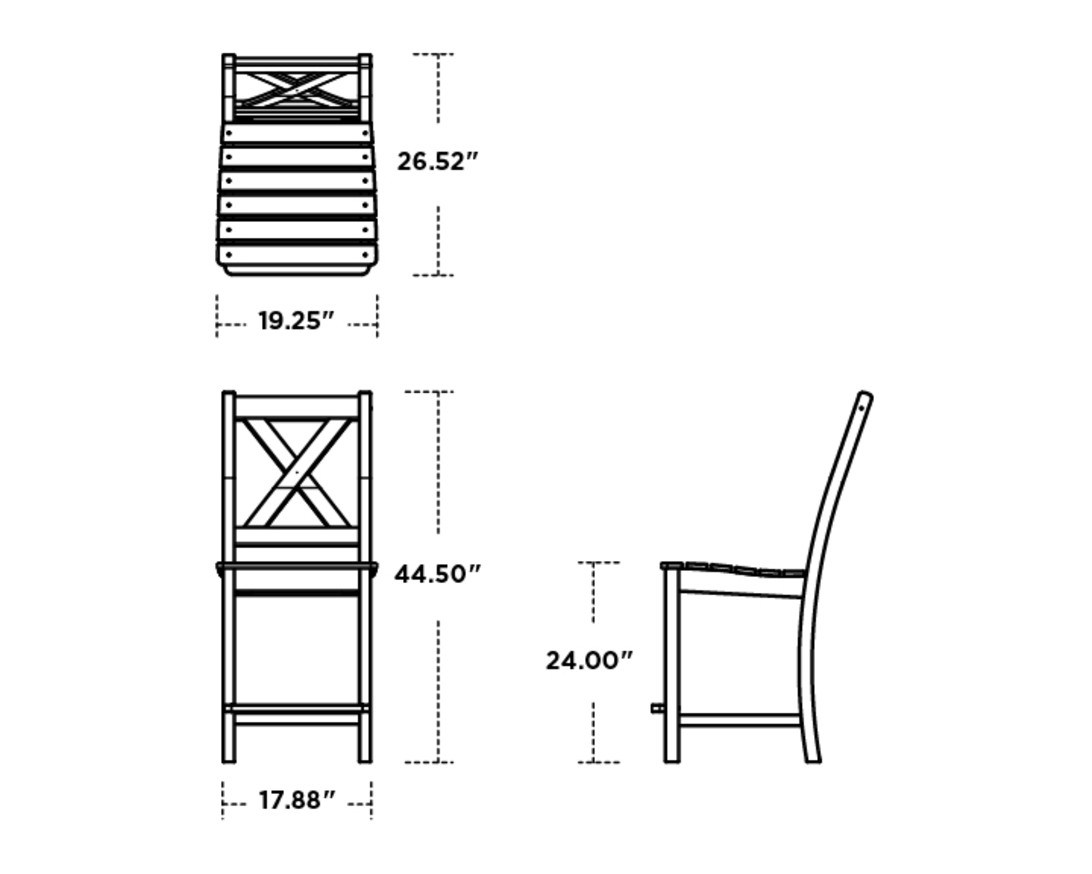 Dimensions for Braxton Counter Side Chair