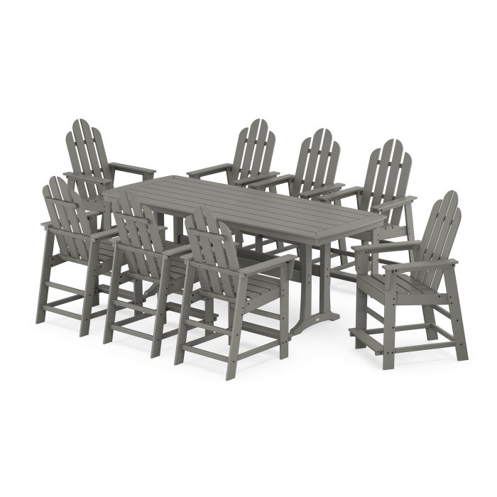 POLYWOOD Long Island 9-Piece Counter Set with Trestle Legs