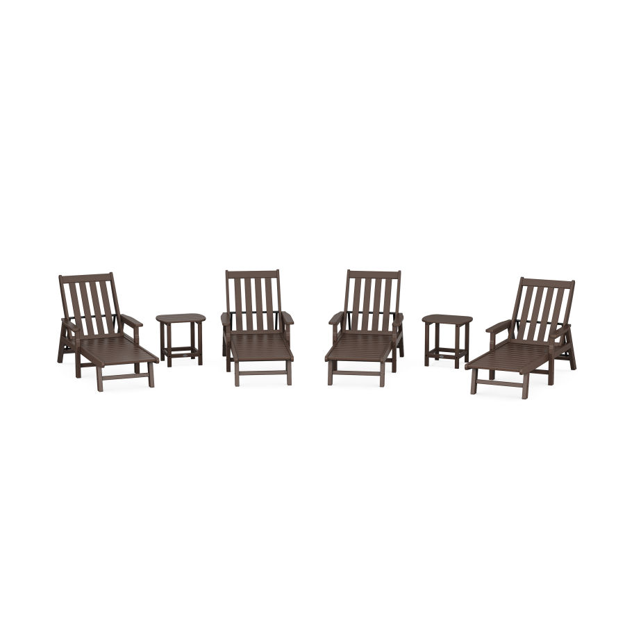 POLYWOOD Vineyard 6-Piece Chaise with Arms Set in Mahogany