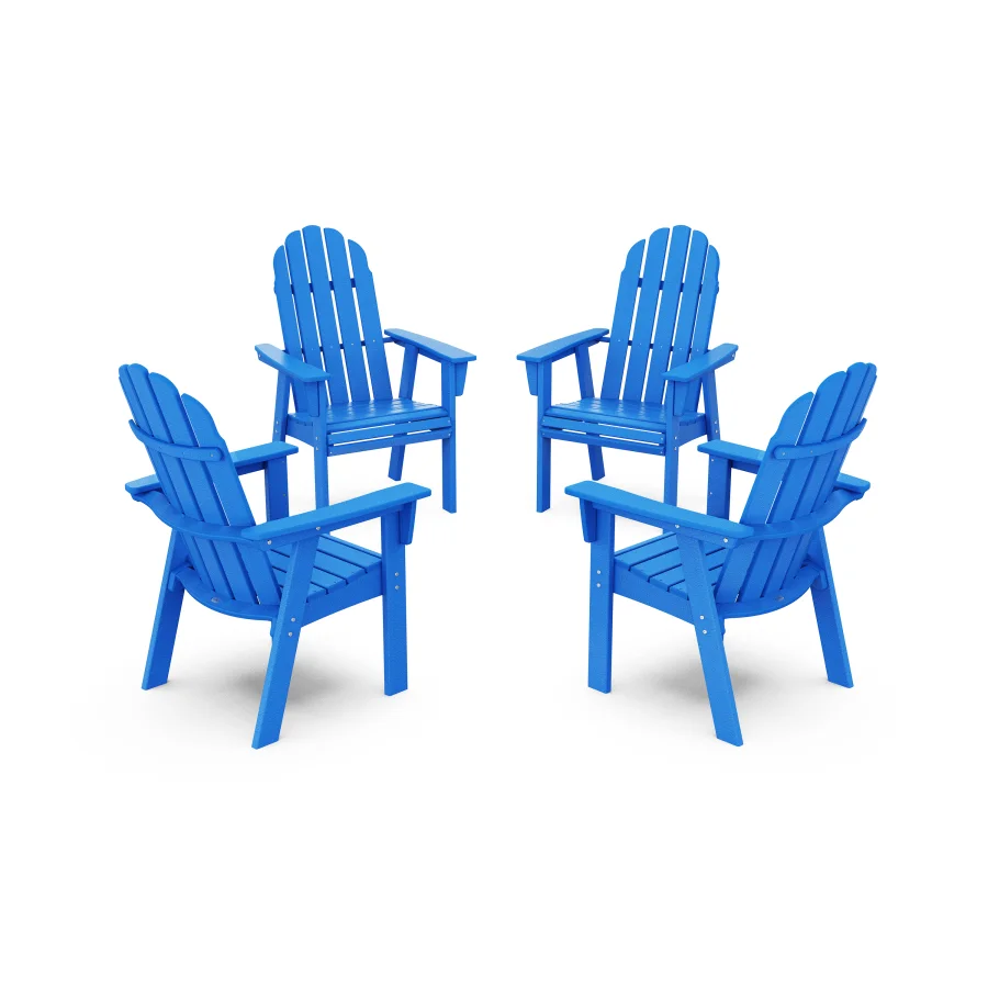 POLYWOOD Vineyard 4-Piece Curveback Upright Adirondack Conversation Set in Pacific Blue