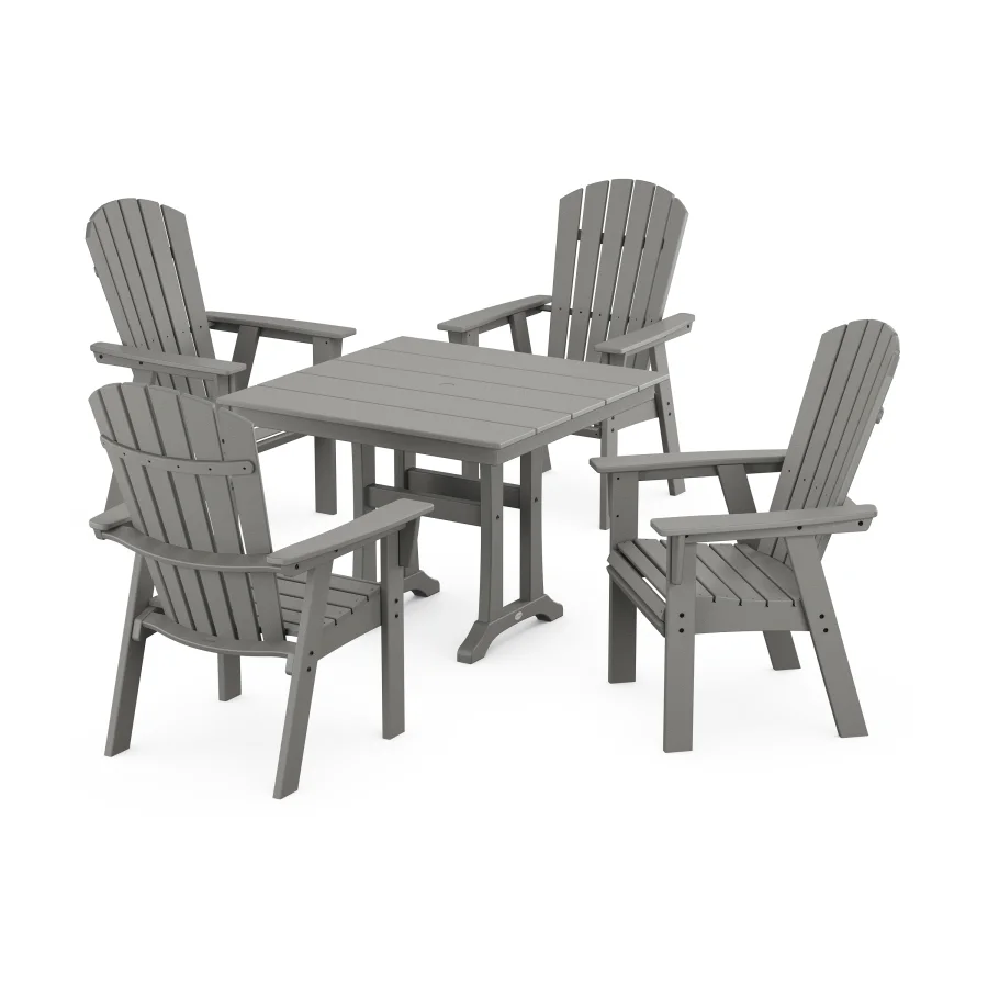 POLYWOOD Nautical Adirondack 5-Piece Farmhouse Dining Set With Trestle Legs