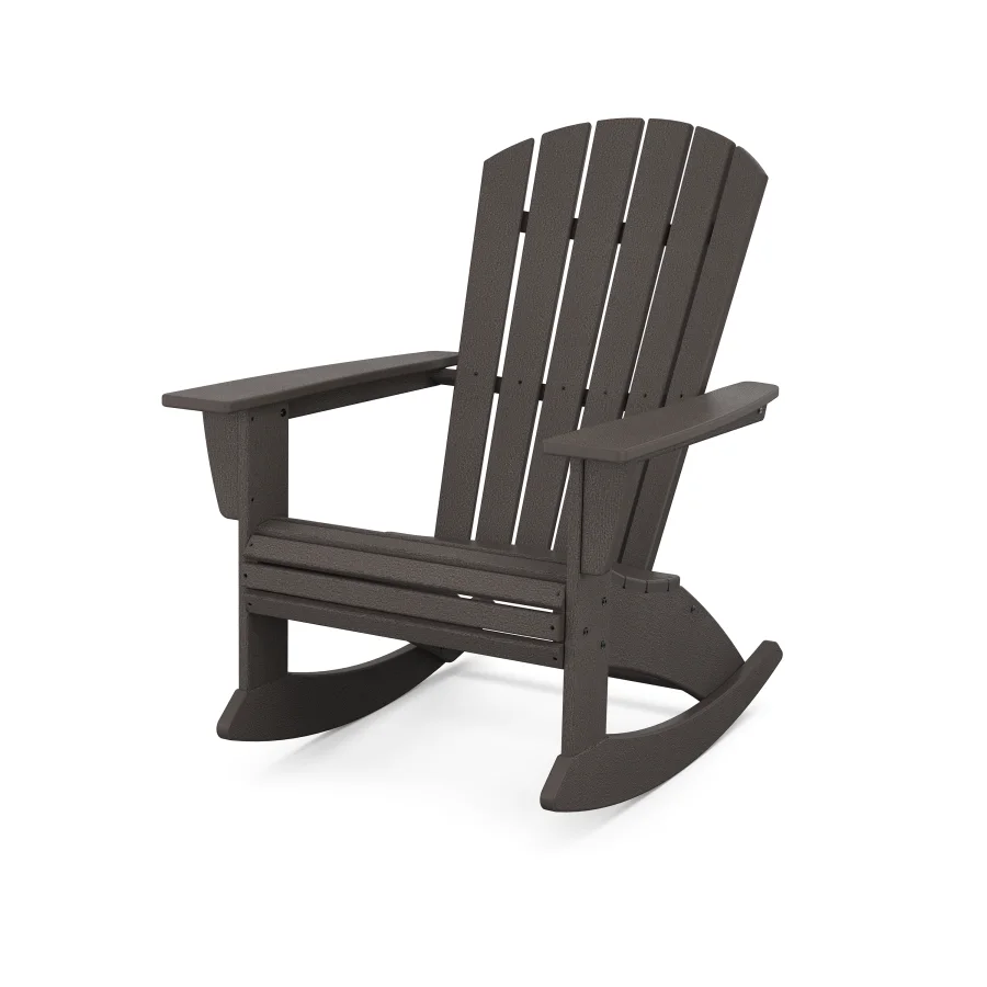 POLYWOOD Nautical Curveback Adirondack Rocking Chair in Vintage Coffee