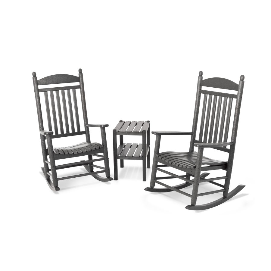 POLYWOOD Jefferson 3-Piece Rocking Chair Set in Slate Grey
