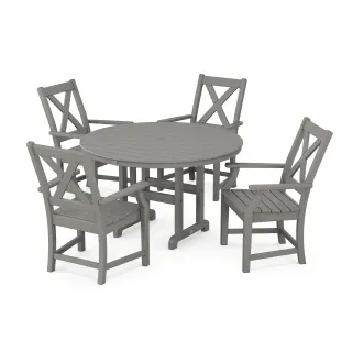 POLYWOOD Braxton 5-Piece Round Farmhouse Dining Set