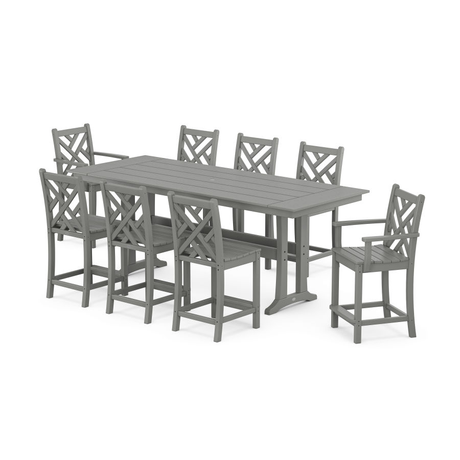 POLYWOOD Chippendale 9-Piece Farmhouse Counter Set with Trestle Legs
