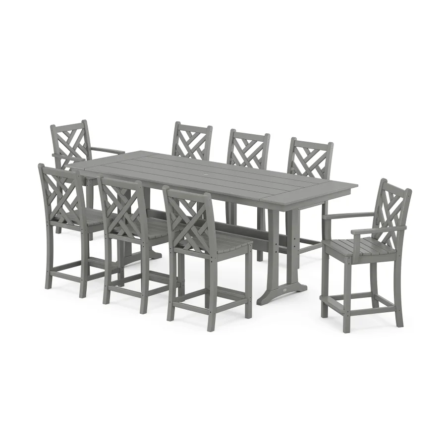 POLYWOOD Chippendale 9-Piece Farmhouse Counter Set with Trestle Legs