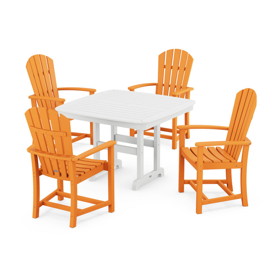 POLYWOOD Palm Coast 5-Piece Dining Set with Trestle Legs in Tangerine / White