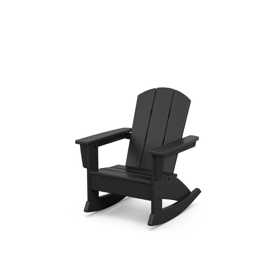 POLYWOOD Kids Nautical Adirondack Rocking Chair in Black