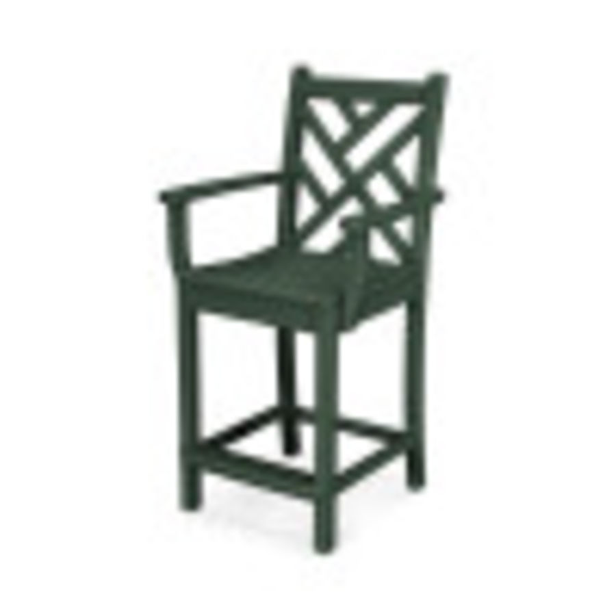 POLYWOOD Chippendale Counter Arm Chair in Green