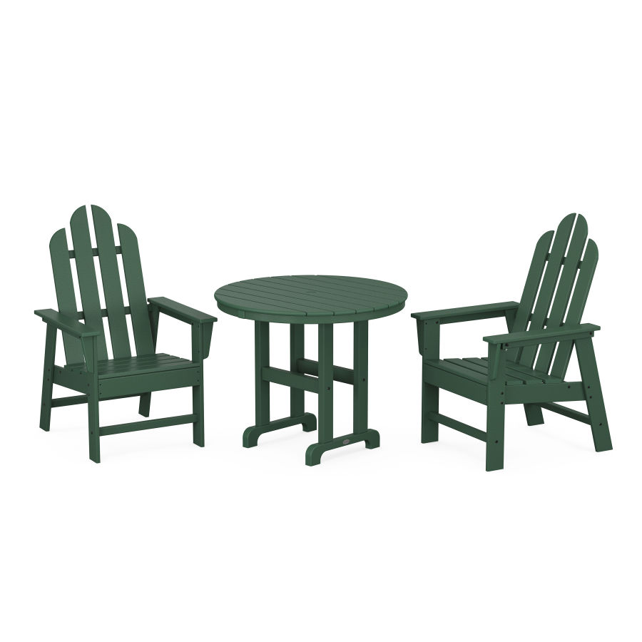 POLYWOOD Long Island 3-Piece Round Dining Set in Green