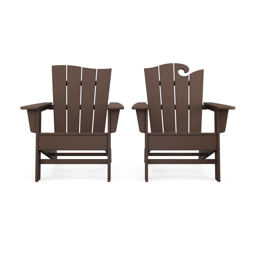 POLYWOOD Wave 2-Piece Adirondack Set with The Wave Chair Left in Mahogany