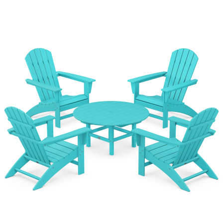 Nautical 5-Piece Adirondack Chair Conversation Set in Aruba