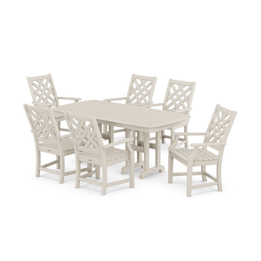 POLYWOOD Wovendale Arm Chair 7-Piece Dining Set in Sand