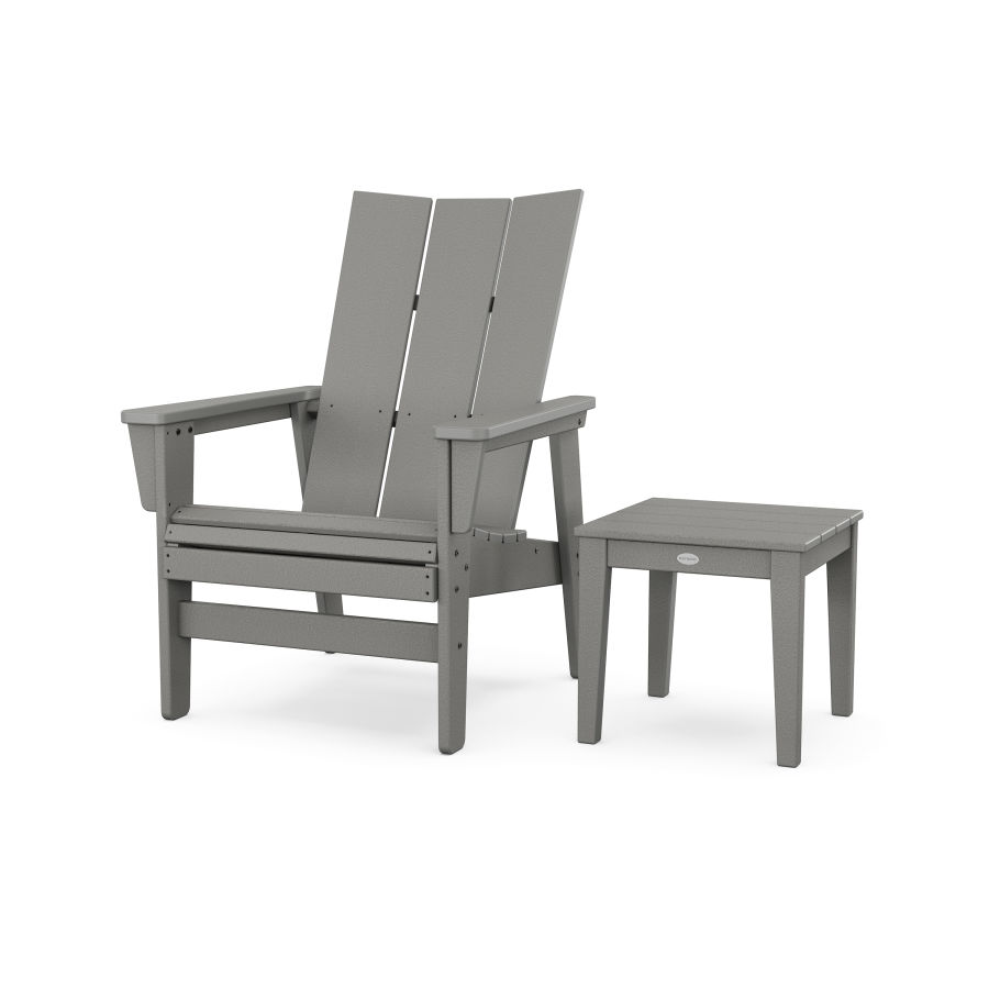 POLYWOOD Modern Grand Upright Adirondack Chair with Side Table in Slate Grey
