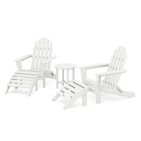 POLYWOOD Classics 5-Piece Folding Adirondack and Ottoman Set in White