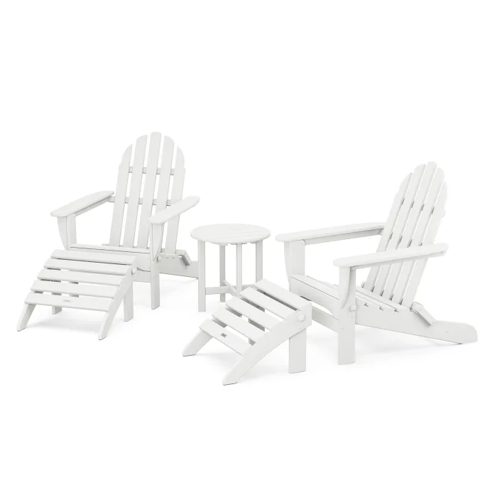 POLYWOOD Classics 5-Piece Folding Adirondack and Ottoman Set