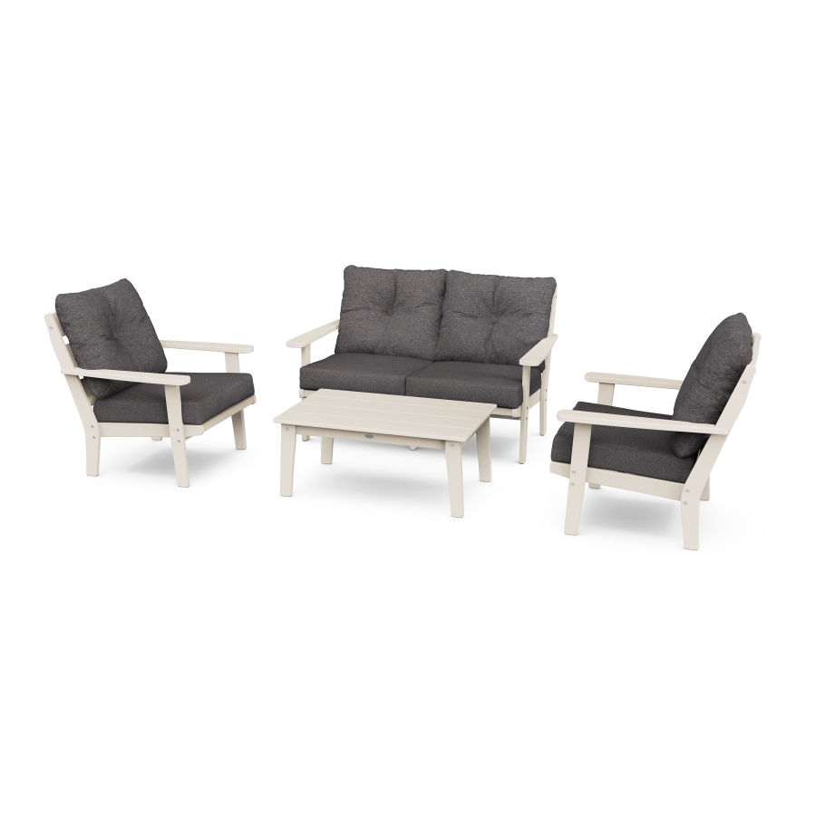 POLYWOOD Lakeside 4-Piece Deep Seating Set in Sand / Ash Charcoal