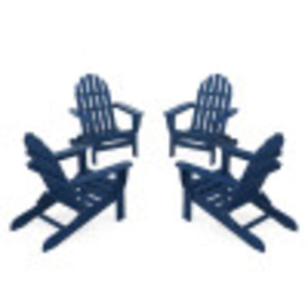 POLYWOOD 4-Piece Classic Folding Adirondack Conversation Set in Navy