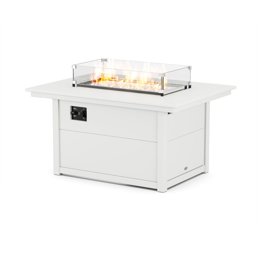 POLYWOOD Rectangle 34" X 46" Fire Pit Table in White