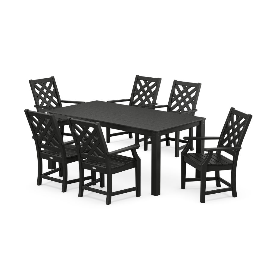 POLYWOOD Wovendale Arm Chair 7-Piece Parsons Dining Set in Black