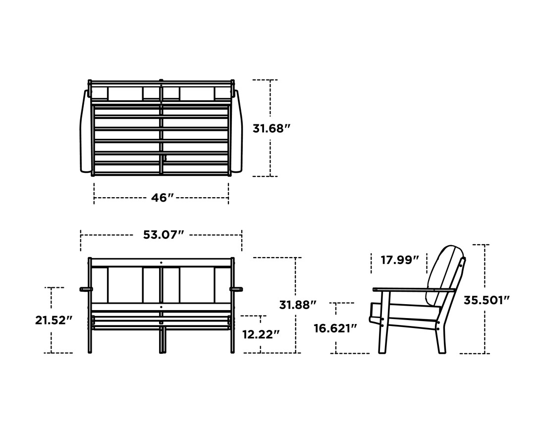 Dimensions for Prairie Deep Seating Loveseat