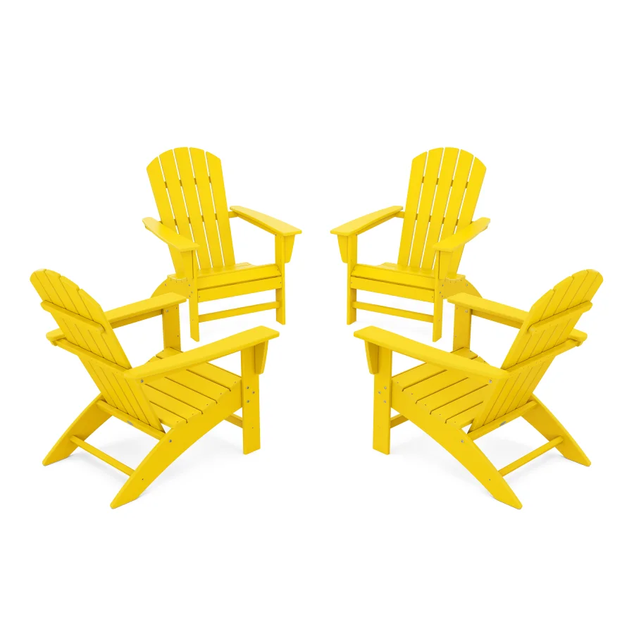 POLYWOOD Nautical 4-Piece Adirondack Conversation Set in Lemon