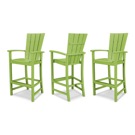 POLYWOOD Quattro 3-Piece Bar Set in Lime