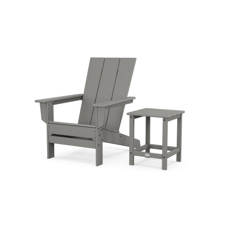 POLYWOOD Modern Studio Adirondack Chair with Side Table in Slate Grey
