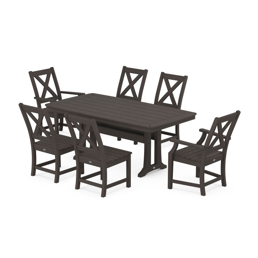 POLYWOOD Braxton 7-Piece Dining Set with Trestle Legs in Vintage Finish