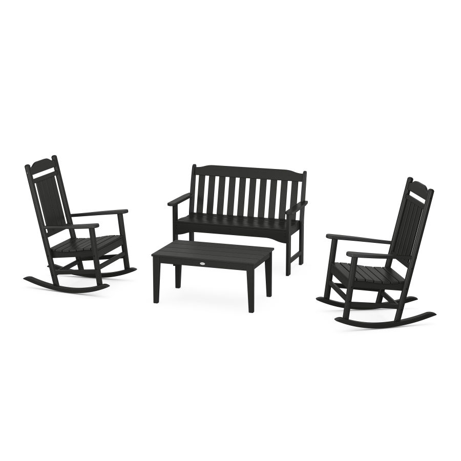 POLYWOOD Country Living Legacy Rocking Chair 4-Piece Porch Set  in Black