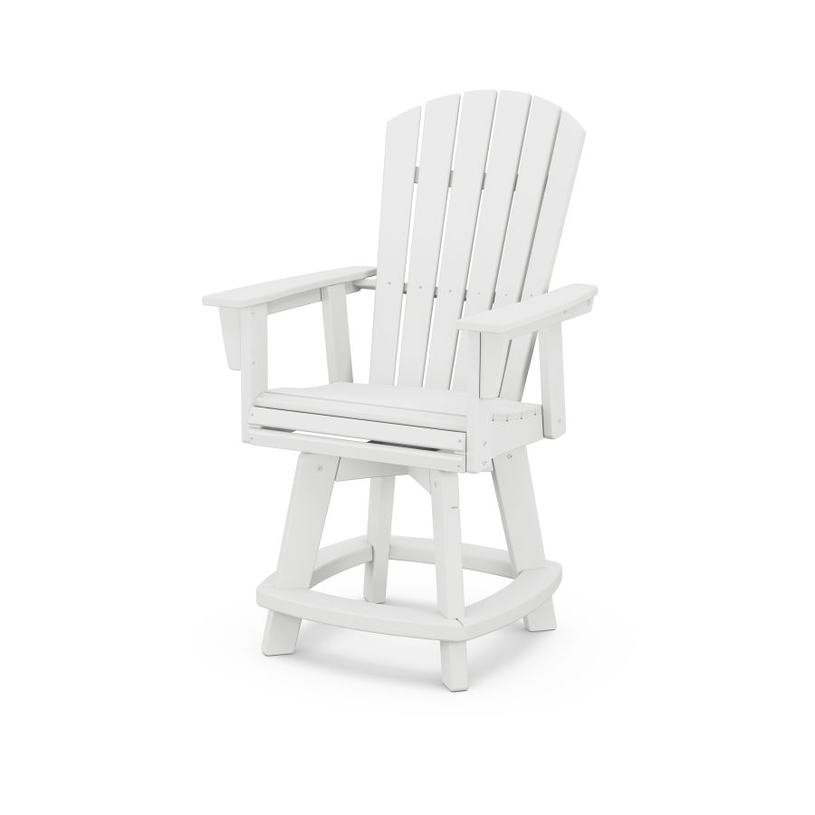POLYWOOD Nautical Adirondack Swivel Counter Chair in White