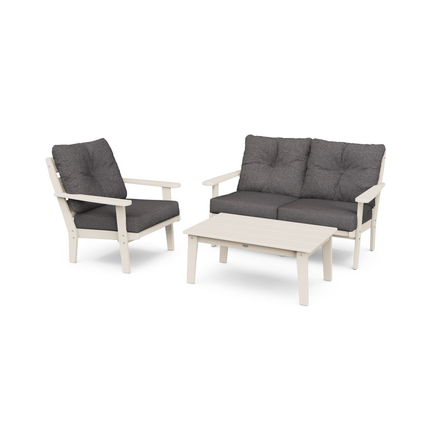POLYWOOD Lakeside 3-Piece Deep Seating Set in Sand / Ash Charcoal