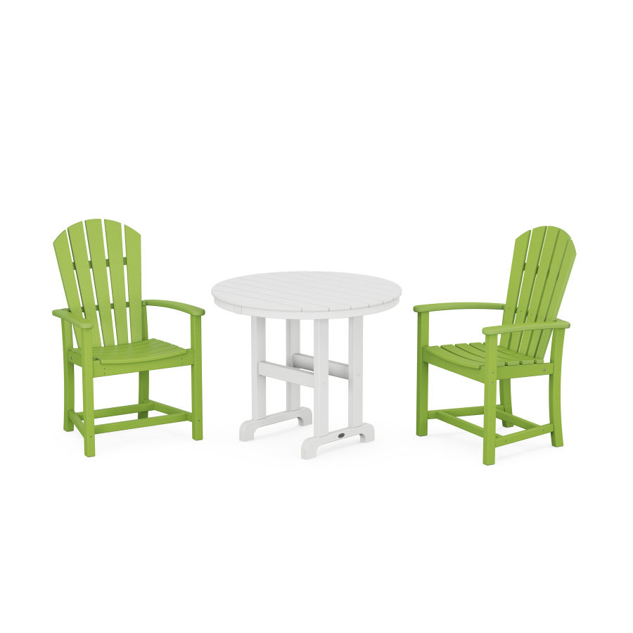 POLYWOOD Palm Coast 3-Piece Round Dining Set in Lime
