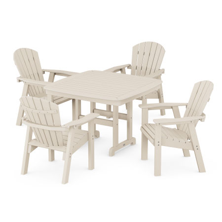 Seashell 5-Piece Dining Set with Trestle Legs in Sand