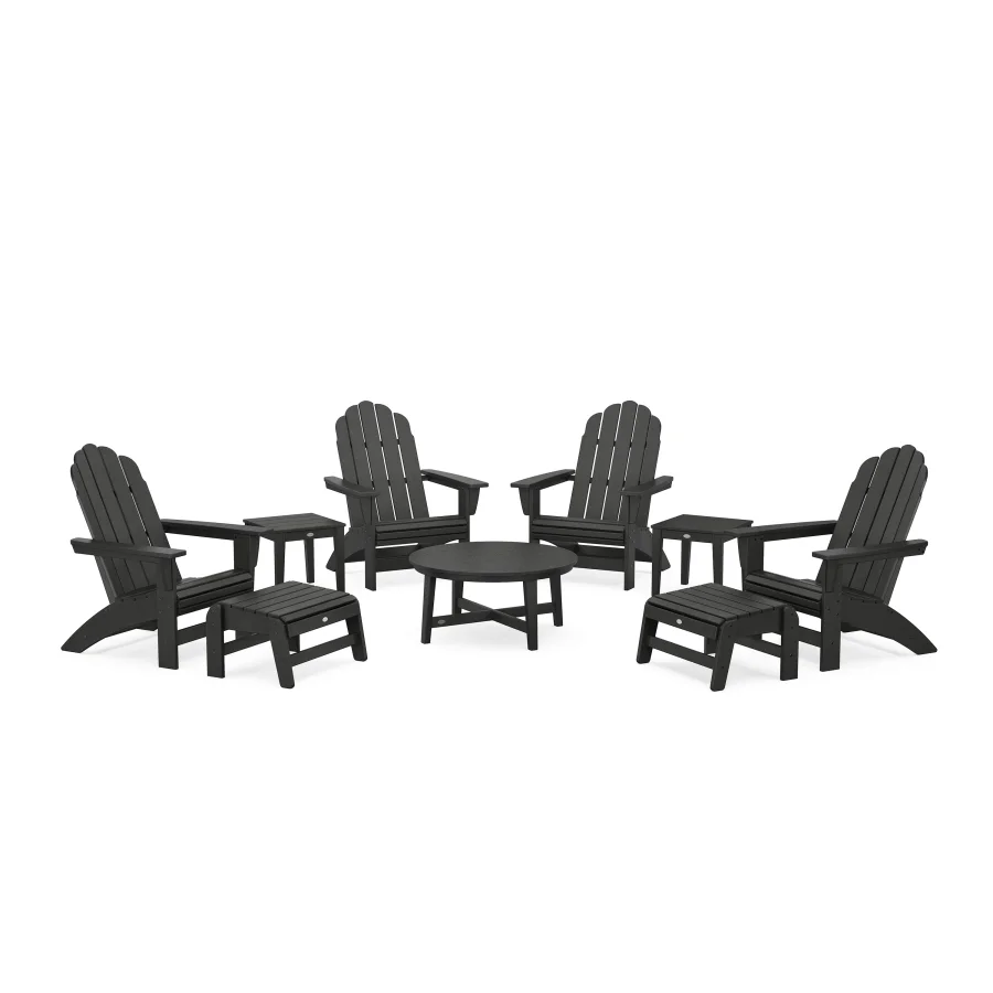 POLYWOOD Vineyard Grand Adirondack 9-Piece Conversation Set in Black