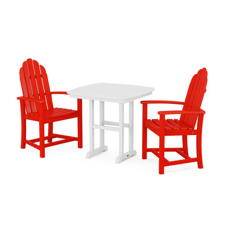 Classic Adirondack 3-Piece Dining Set in Sunset Red