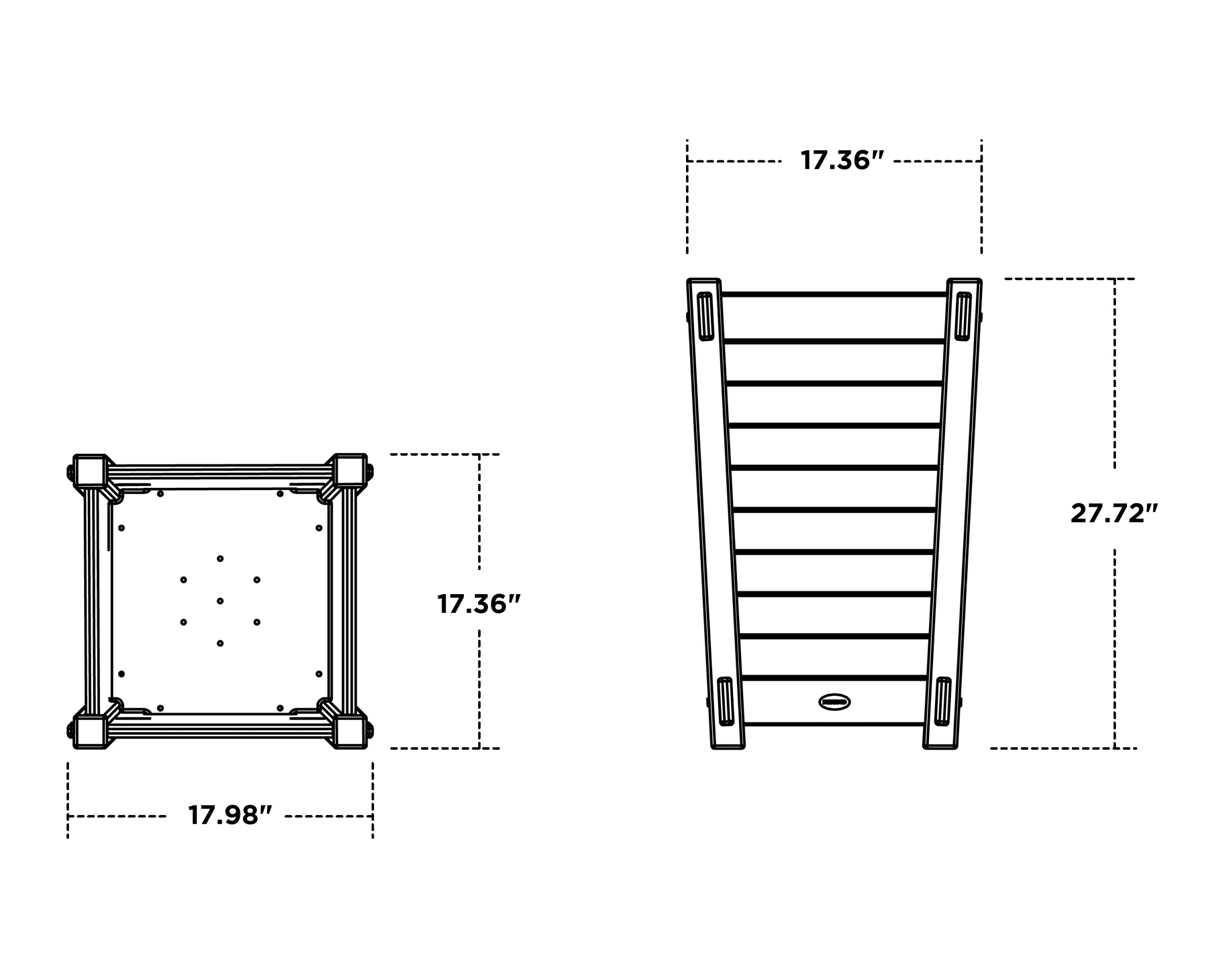 Dimensions for Nautical Tapered Square Short Planter Box