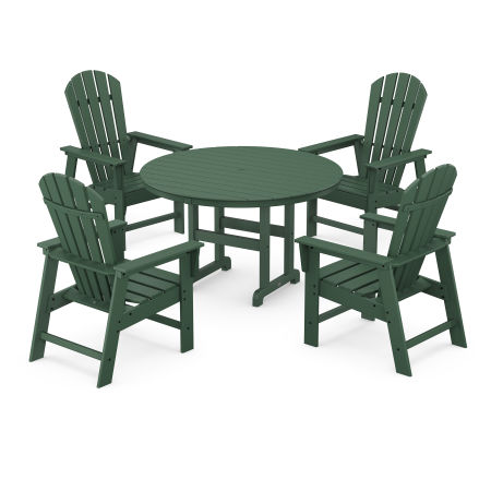 South Beach 5-Piece Round Farmhouse Dining Set in Green