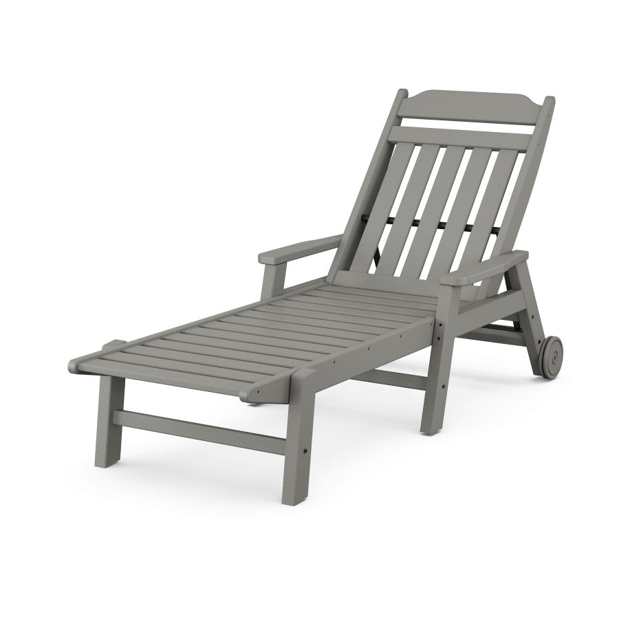 POLYWOOD Country Living Chaise with Arms and Wheels in Slate Grey